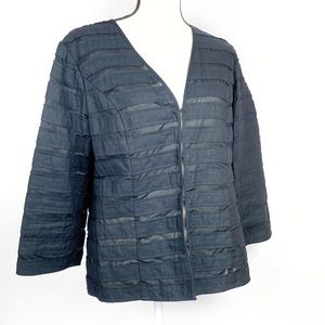 CHICO’S Black Stripe with Sheer Panels Jac…